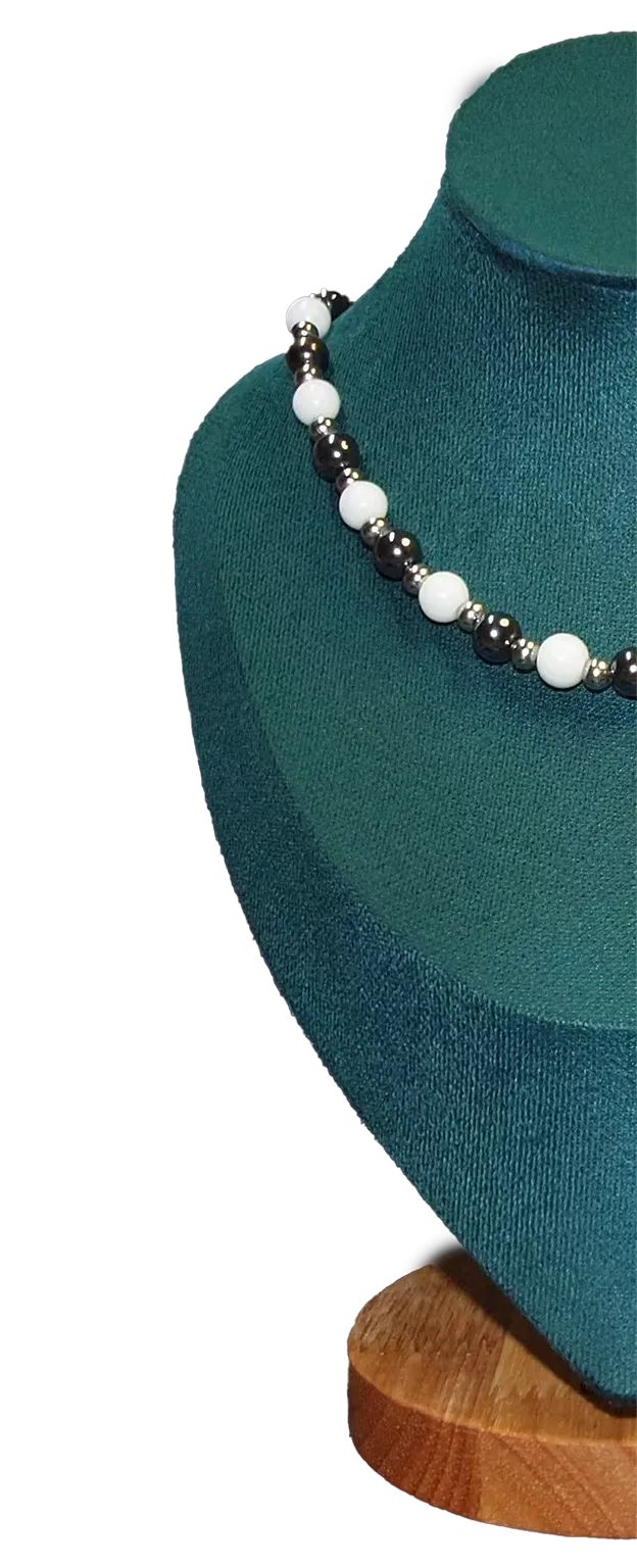 CP 08 ME 01 necklace white agate hematite guaca inc v2